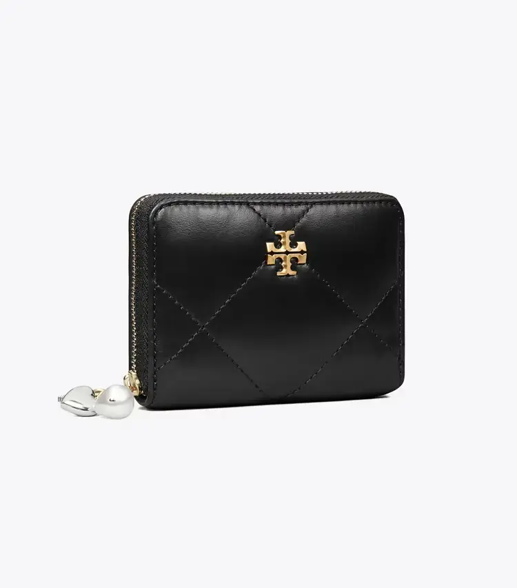 Small Kira Diamond Quilt Charm Zip Wallet