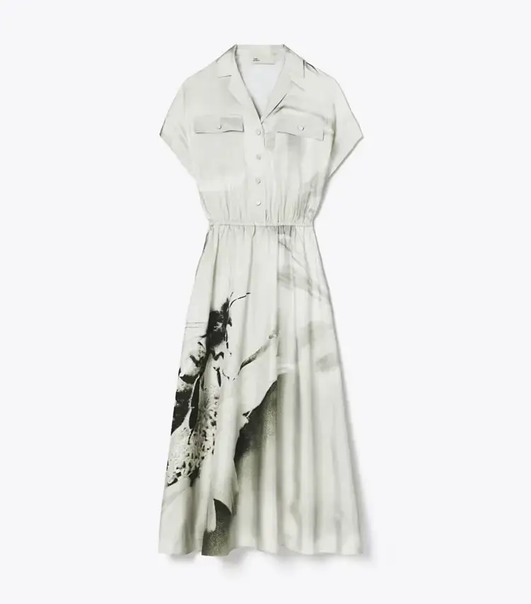 Printed Silk Twill Shirtdress